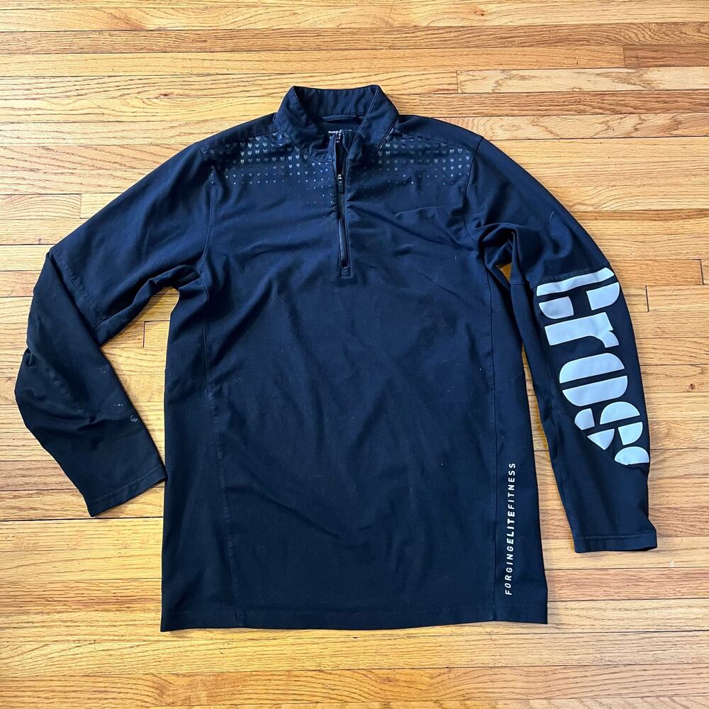 Reebok Crossfit Shirt Mens Medium Black Long Sleeve Quarter Zip **